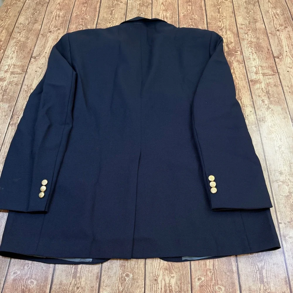 Stafford Classic Blazer Sport Coat Mens size 44R Blue Gold Tone Buttons